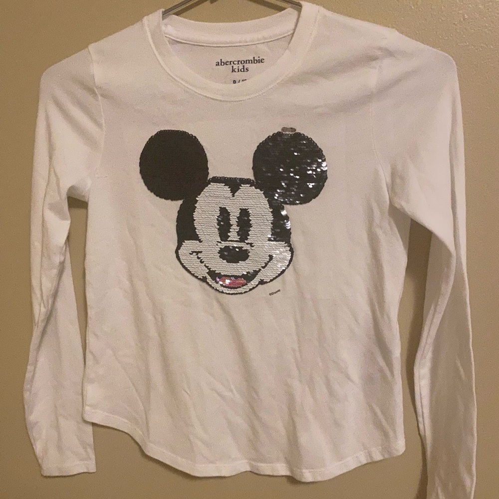 Abercrombie Long Sleeve Flip Sequin Mickey Tee